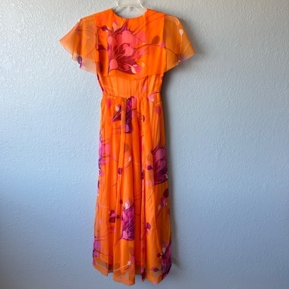 Lady Hamilton vintage georgette crepe maxi dress size XS-Small - Picture 2 of 15